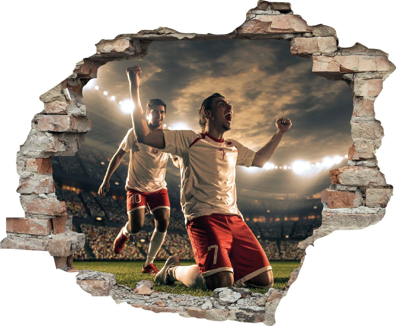queence Wandtattoo Fußball Jubel (1 St), Wandsticker, Wandbild, selbstklebend, 3D, Wanddurchbruch