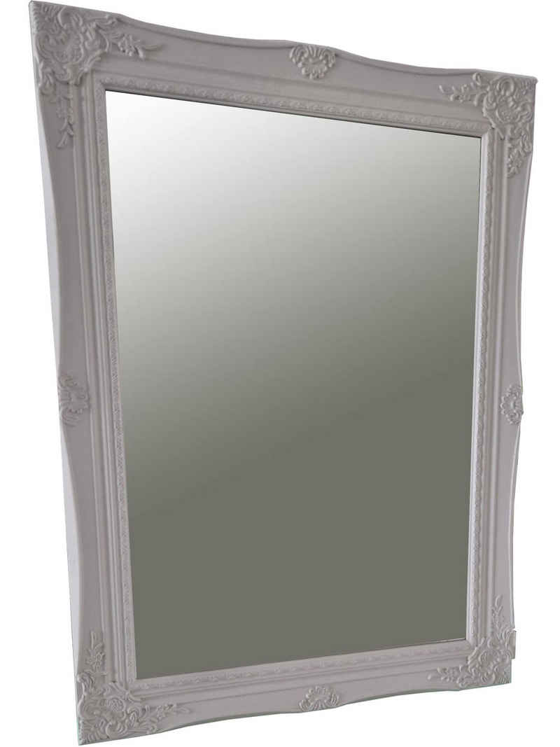 möbelando Badezimmerspiegelschrank Sumner Spiegelschrank im Barock Design aus Spanplatte in Weiß mit 1 Schiebetür und 1 Ablageboden. Breite 60 cm, Höhe 80 cm, Tiefe 20 cm