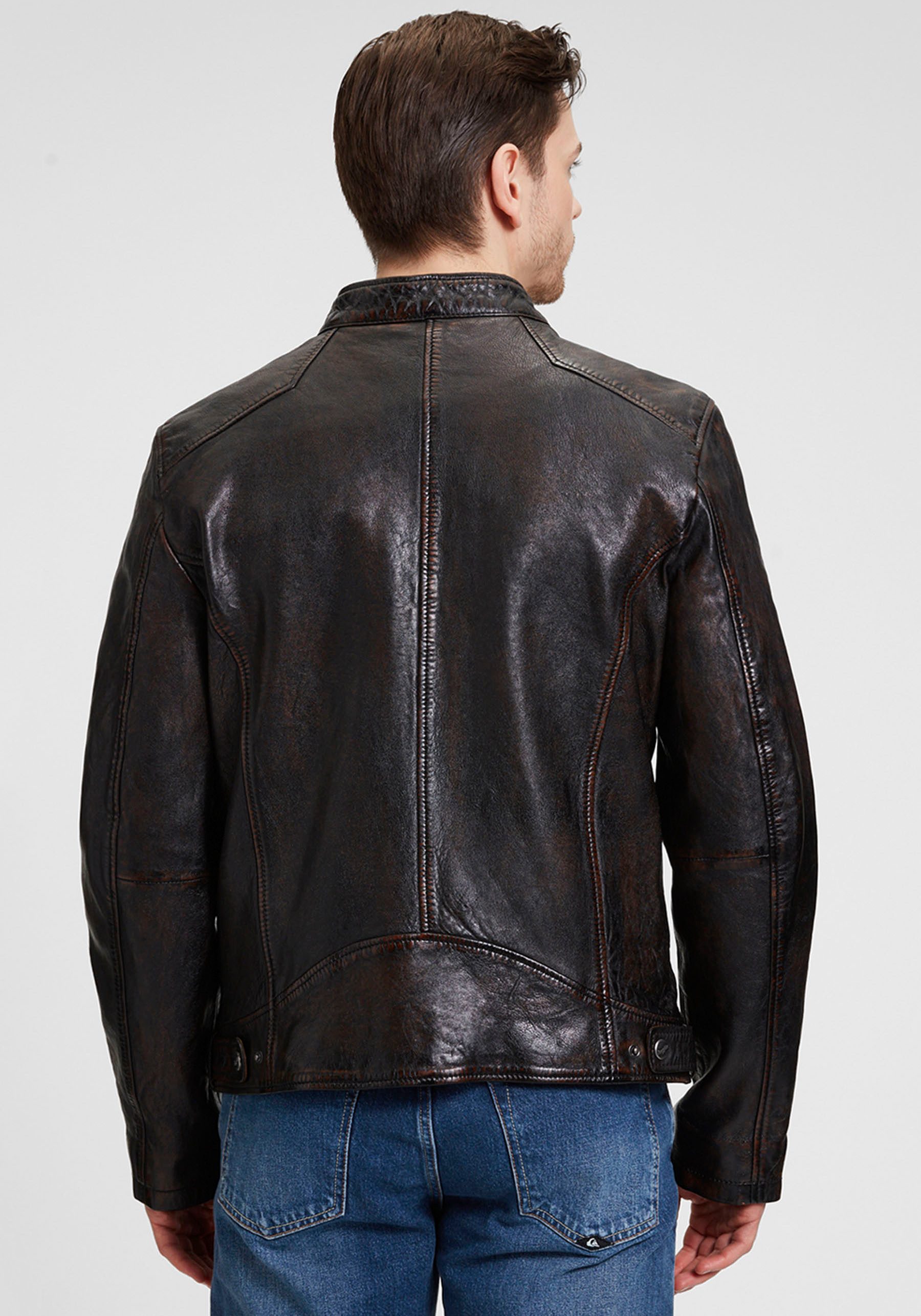 Mauritius Lederjacke "MMAdelmo", mti Reißverschluss, Stehkragen günstig online kaufen