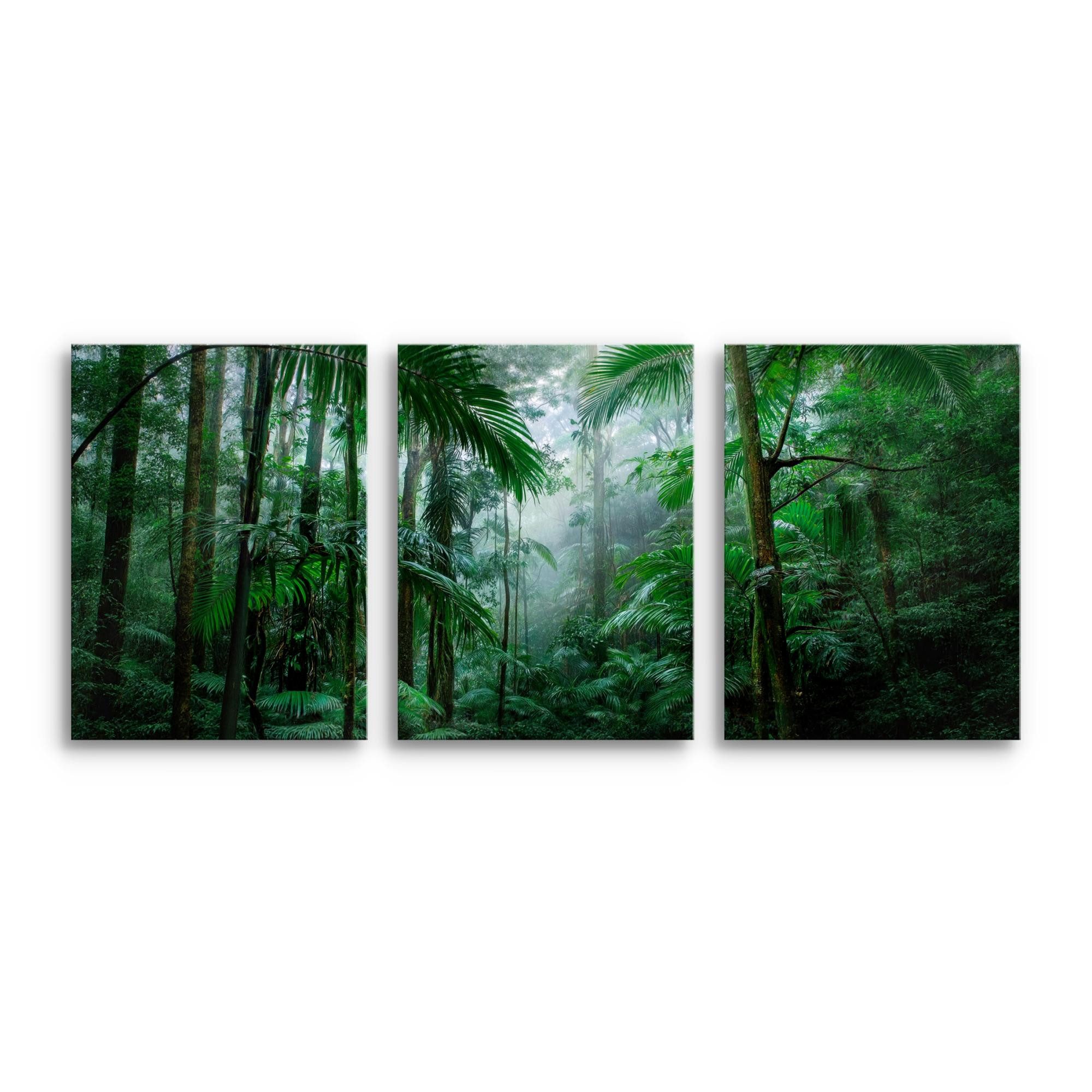 Novart Wandbild Wald Natur Bilder Set 3 Teilig Wohnzimmer Schlafzimmer Deko, Tropischer Wald – Bild 2 von 5