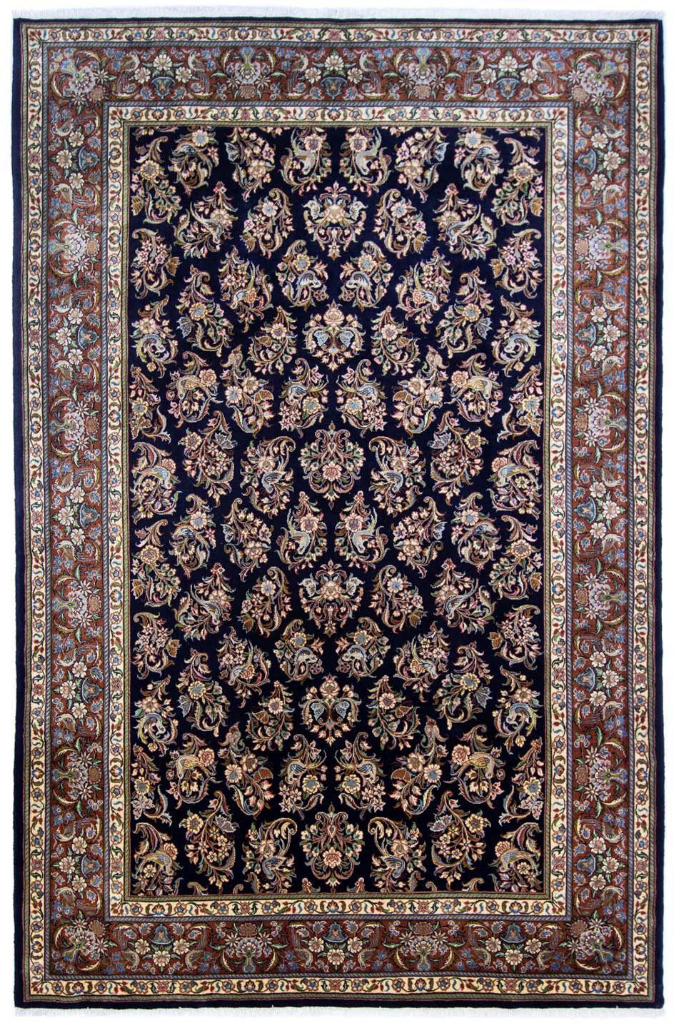 Wollteppich Kaschmar Durchgemustert Blu scuro 312 x 211 cm, morgenland, rechteckig, Höhe: 10 mm, Unikat mit Zertifikat