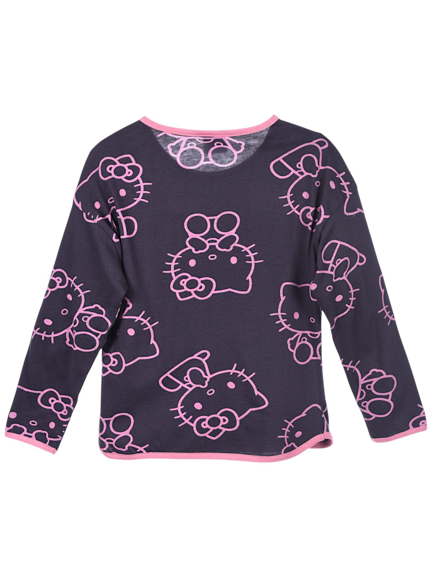 Hello Kitty Langarmshirt mit Glitzer Mädchen Shirt aus Baumwolle Gr. 104 - 152 cm