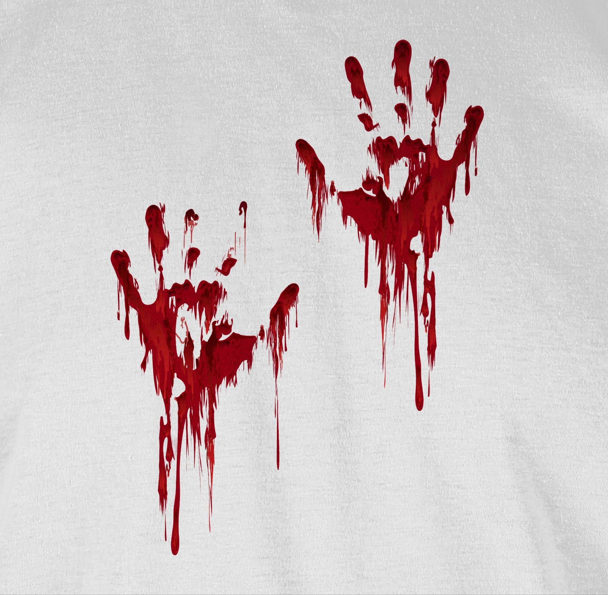 Shirtracer T-Shirt Blutige Hände Blut Handabdruck Blutverschmiert Blutiges Blutspritzer H Halloween Kostüme Herren
