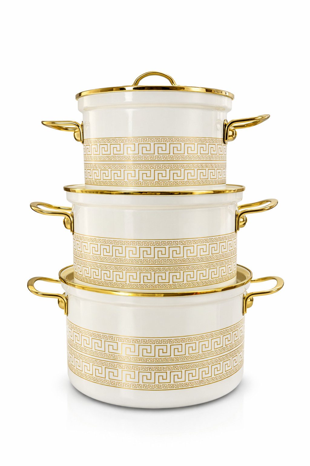 Zilner Topf-Set Kollektion emaillierter Töpfe, klassischen Natur inspirierten Designs, Aluminiumguss, Emaille (6-tlg., Die perfekte Geschenkidee für jeden Anlass)