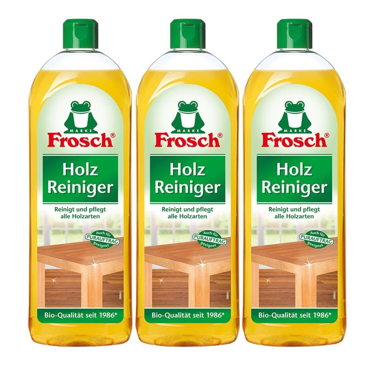 FROSCH 3x Frosch Holz Reiniger 750 ml - mit natürlichen Pflegewirkstoffen der Spezialwaschmittel