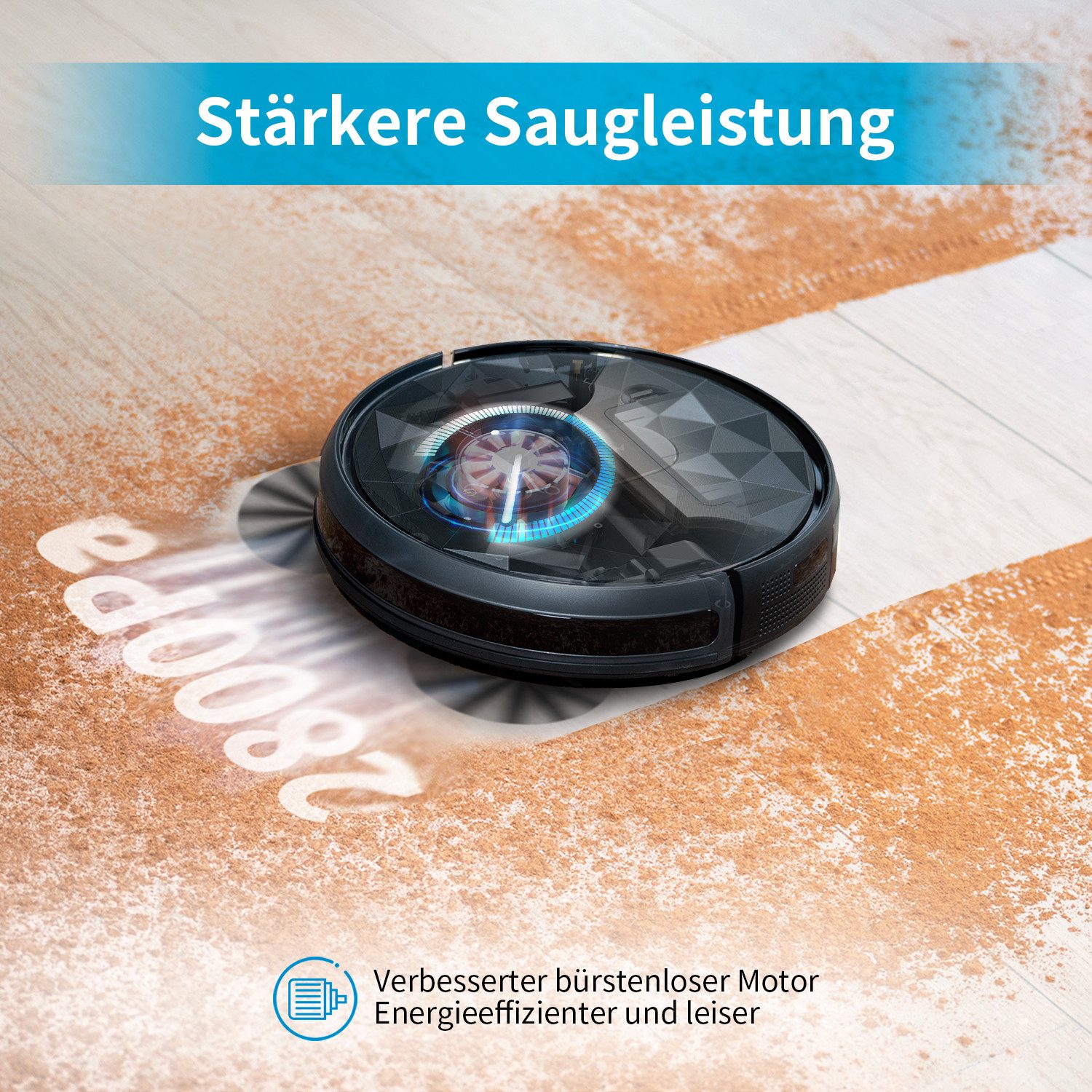 AIRROBO Saugroboter P20, 2800 Pa starke Saugkraft, 4 Reinigungsmodi,120 min Laufzeit, 45 W, App & Fernbedienung, ultradünn 7,8 cm, für Tierhaare & Hartböden,Zwei Jahre Garantie