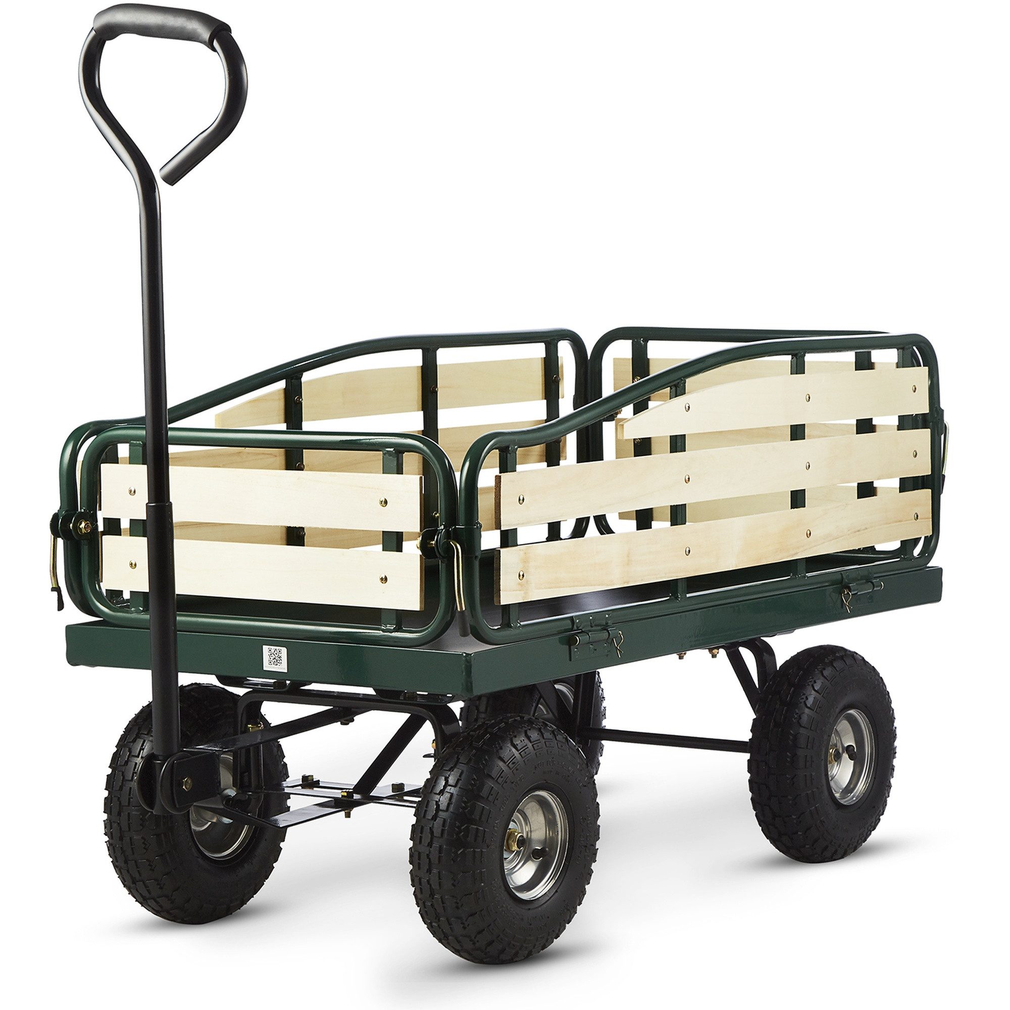 Waldbeck Bollerwagen Ventura Bollerwagen Schwerlast 300 kg Stahl 100x50 cm WPC klappbar, klappbare Seitenteile, große Ladefläche – Bild 2 von 5