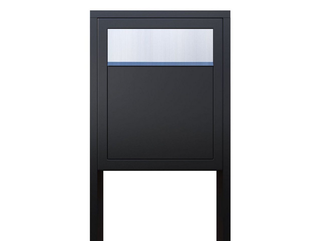 Thumbnail - Bravios Briefkasten Standbriefkasten Base Schwarz mit Edelstahlklappe