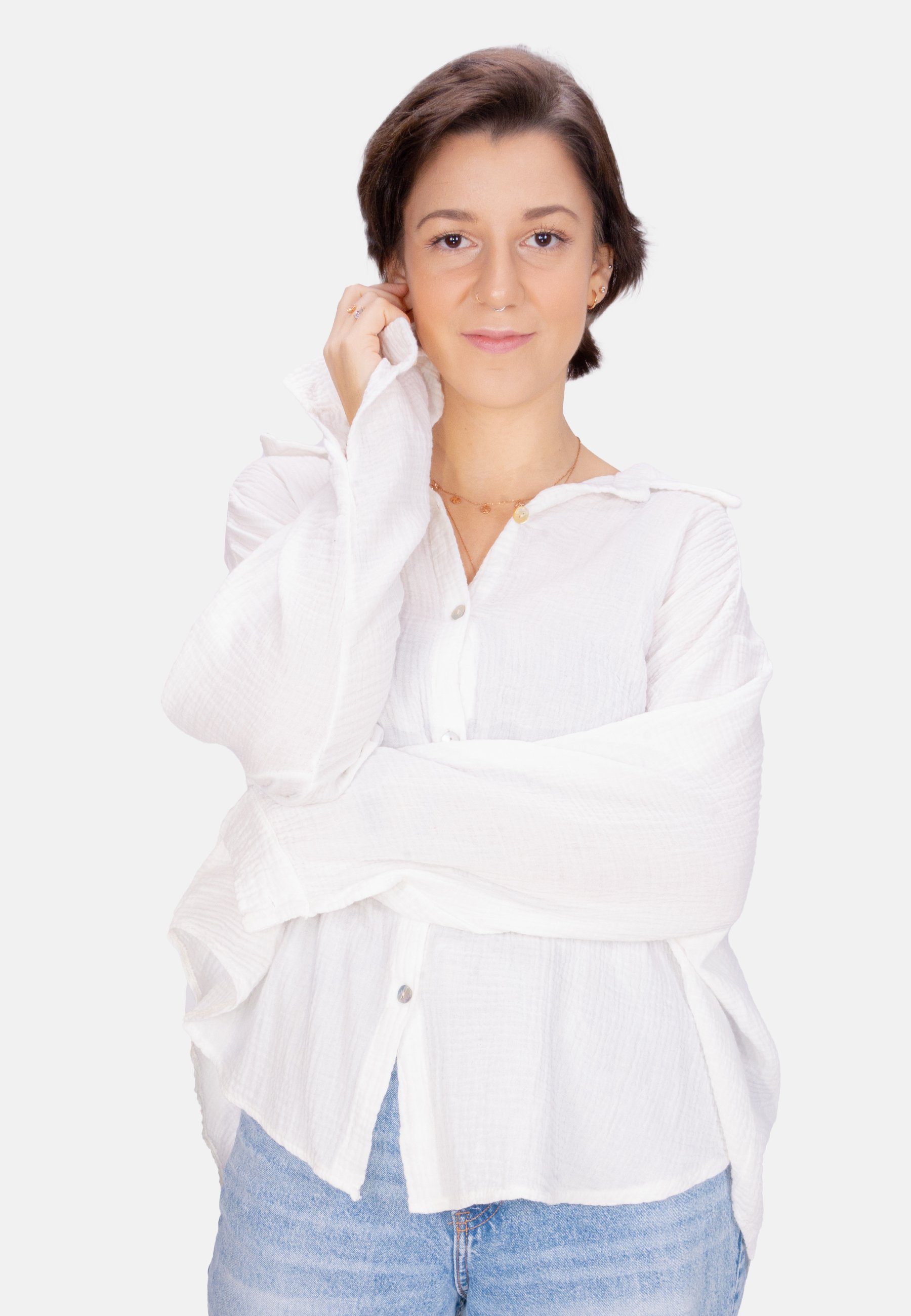 Seasons of April Hemdbluse Oversized Musselinbluse günstig online kaufen