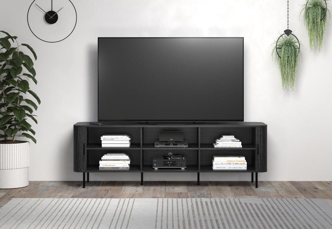 trendteam TV-Bank Ronin TV Tisch 2 Jalousietüren schwarz, Eiche Deko
