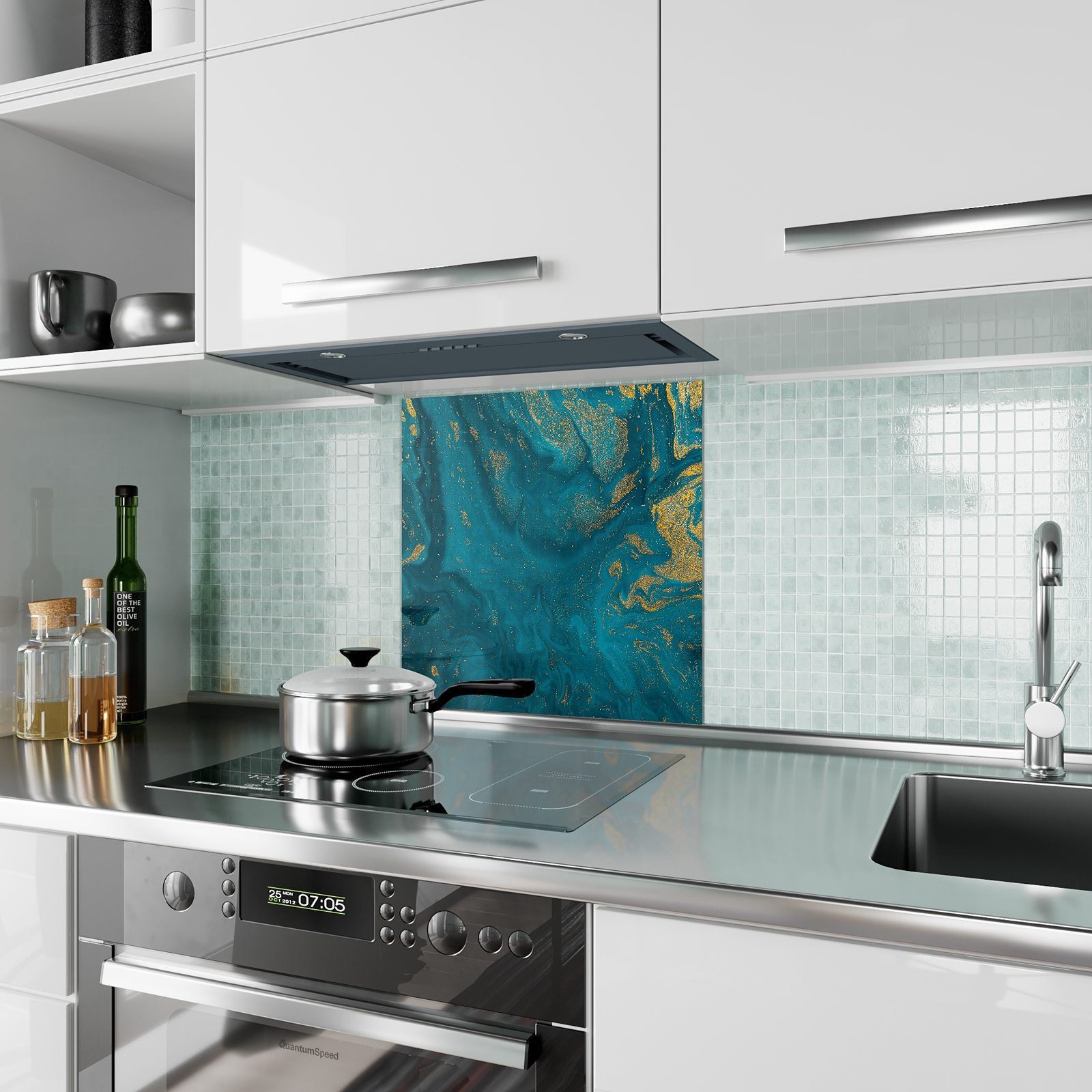 Küchenrückwand Küchenrückwand Glas mit Abstrakte Texturen Motiv Spritzschutz Primedeco