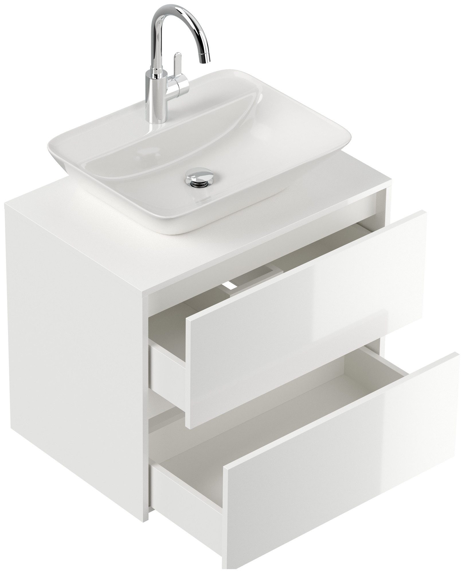 Magnolia Home Aufsatzwaschbecken Badmöbel Taifun 80cm mit modernem Aufsatzwaschbecken weiß Hgl