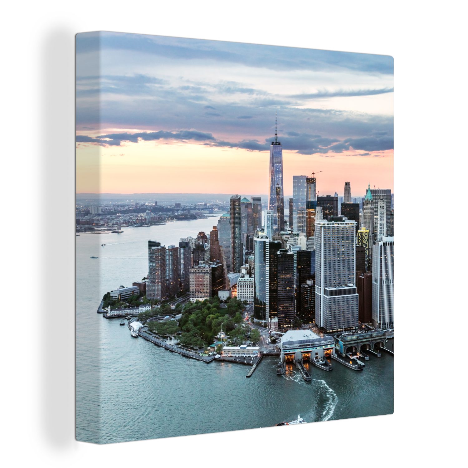 OneMillionCanvasses® Leinwandbild Luftaufnahme von New York, (1 St), Leinwand Bilder für Wohnzimmer Schlafzimmer