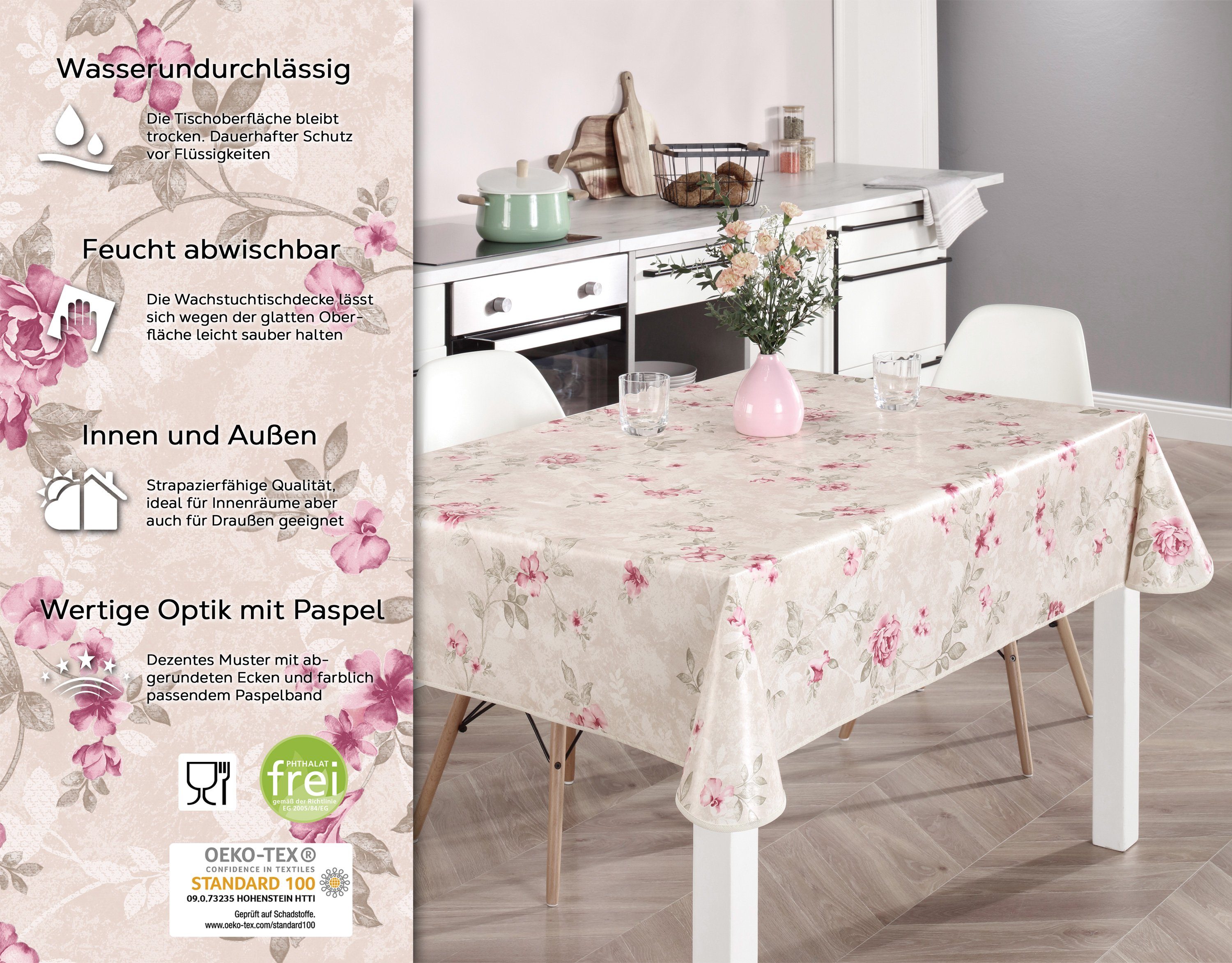 Beautex Tischdecke Wachstuch Tischdecke abwischbar rutschfest mit Paspelban günstig online kaufen