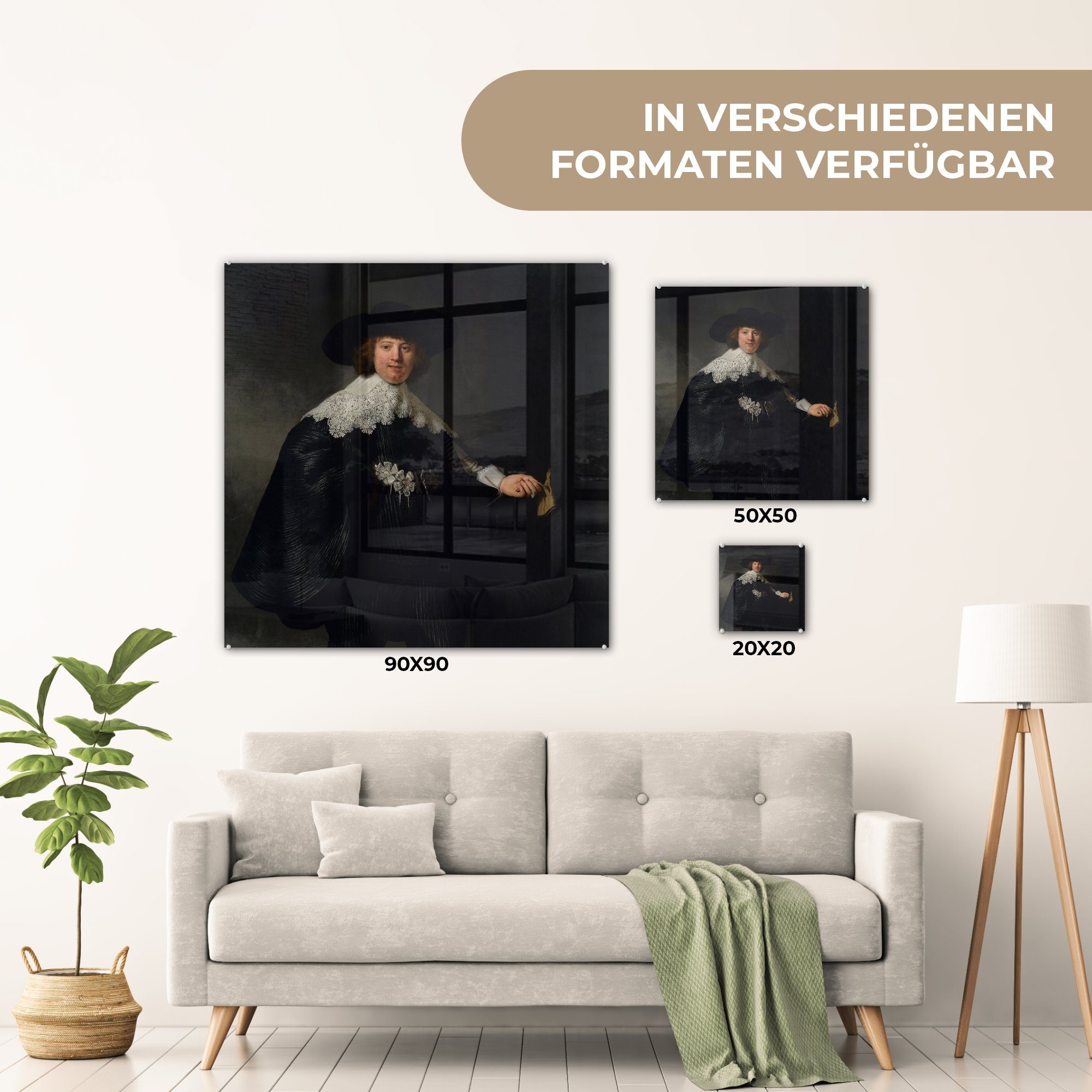 van MuchoWow Bilder von Foto - Glas St), Glas auf Rijn, Soolmans - - Rembrandt Das Marten Wandbild Hochzeitsbildnis Wanddekoration bunt auf Acrylglasbild (1 - Glasbilder