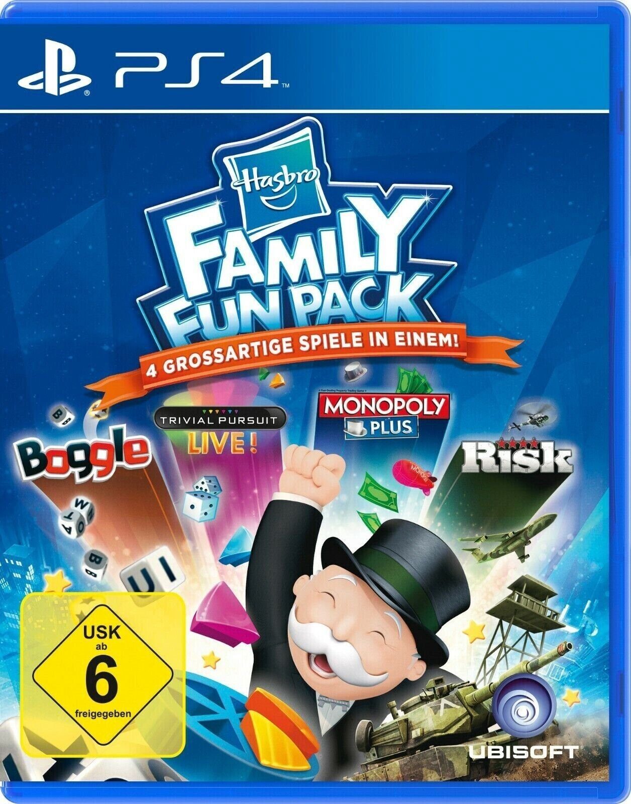 Hasbro Family Fun Pack Sony PlayStation 4 Spiel Familienspiel Monopoly Risk Zubehör PlayStation 4 (1 St., Gesellschaftsspiel,USK ab 6,Videogame)