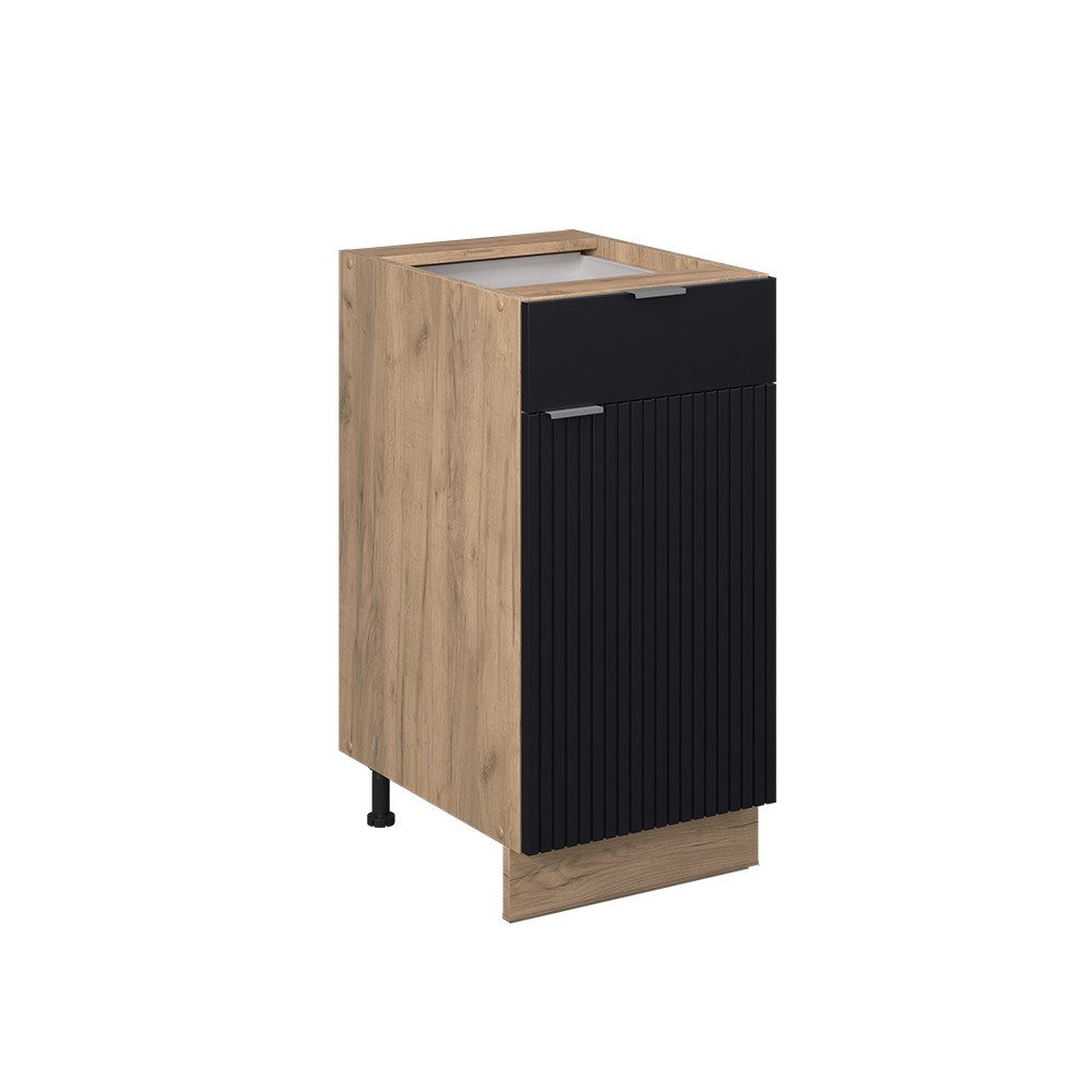 Vicco Unterschrank Fame-Line, Schwarz gestreift/Goldkraft Eiche, günstig online kaufen