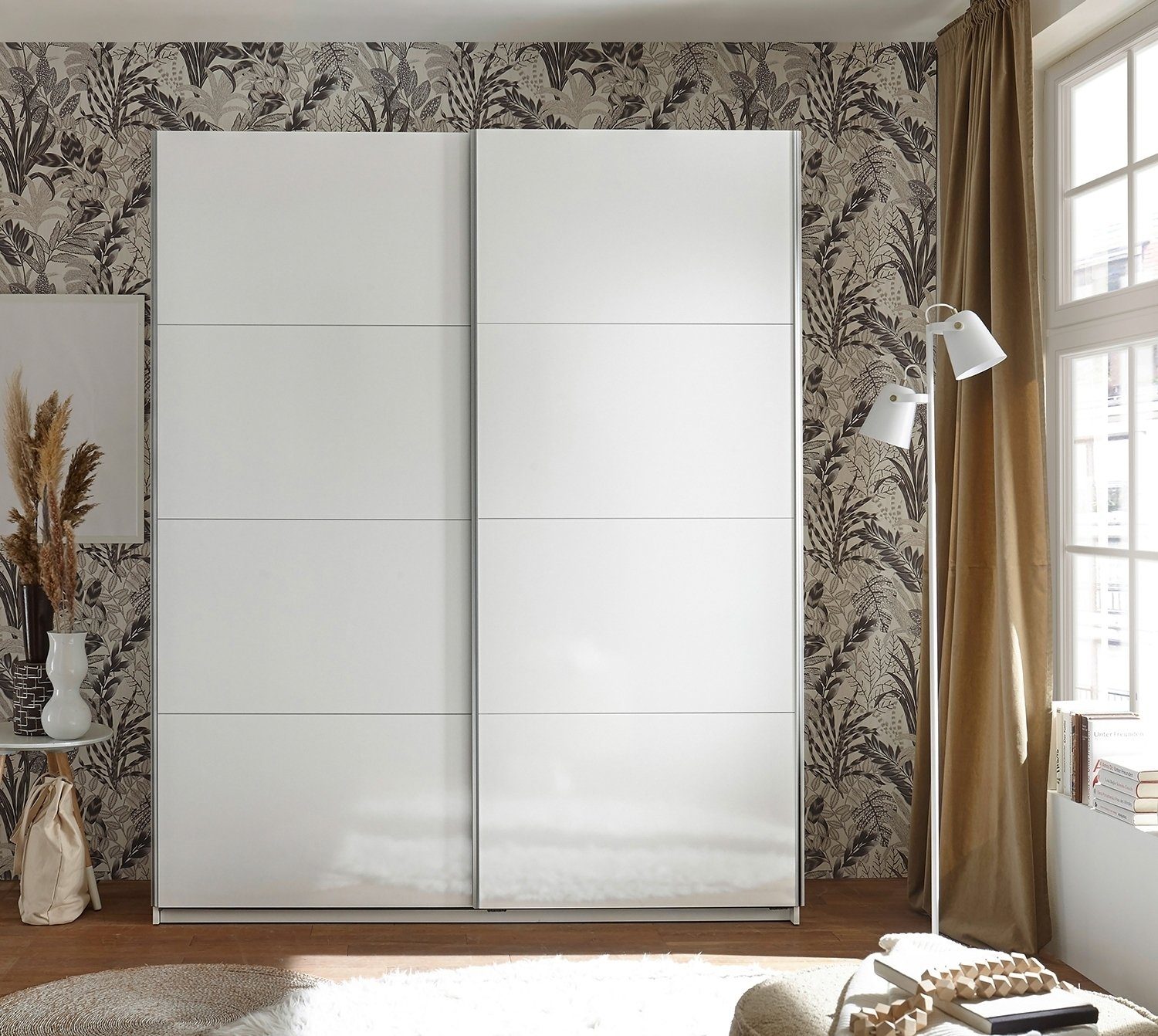 Pol-Power Schwebetürenschrank SEVILLA, Weiß Hochglanz, Weiß matt, B 170 cm x H 210 cm, 2 Türen