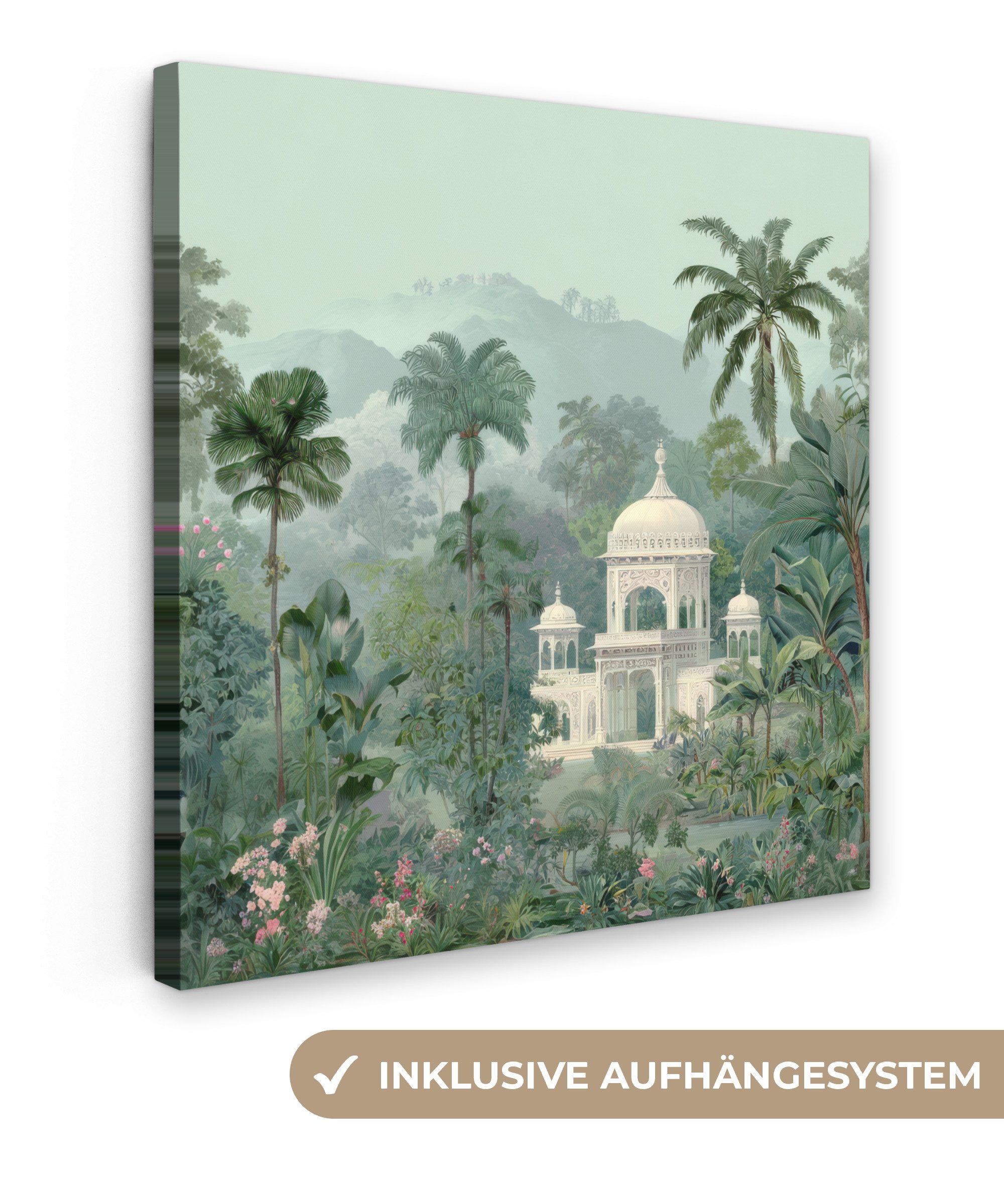 OneMillionCanvasses® Leinwandbild Tropischer Garten - Kuppelgebäude günstig online kaufen