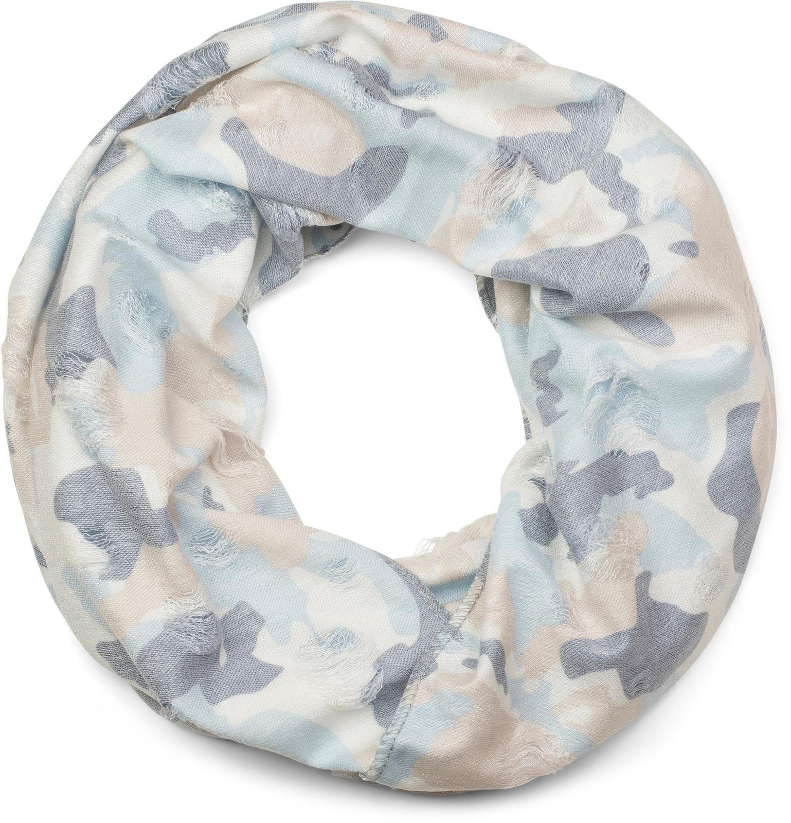 styleBREAKER Loop, (1-St), Destroyed Loop mit Camouflage Muster Weiß-Blau