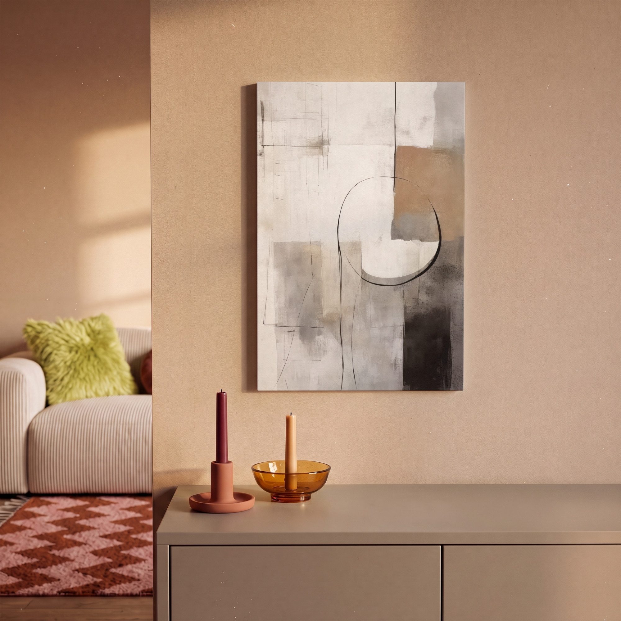 OneMillionCanvasses® Leinwandbild Abstrakte Kunst - Industriell - Weiß - Grau, Fotodruck (1 St), Wandbild, Deko Schlafzimmer Wohnzimmer Flur 20x20 cm – Bild 2 von 5