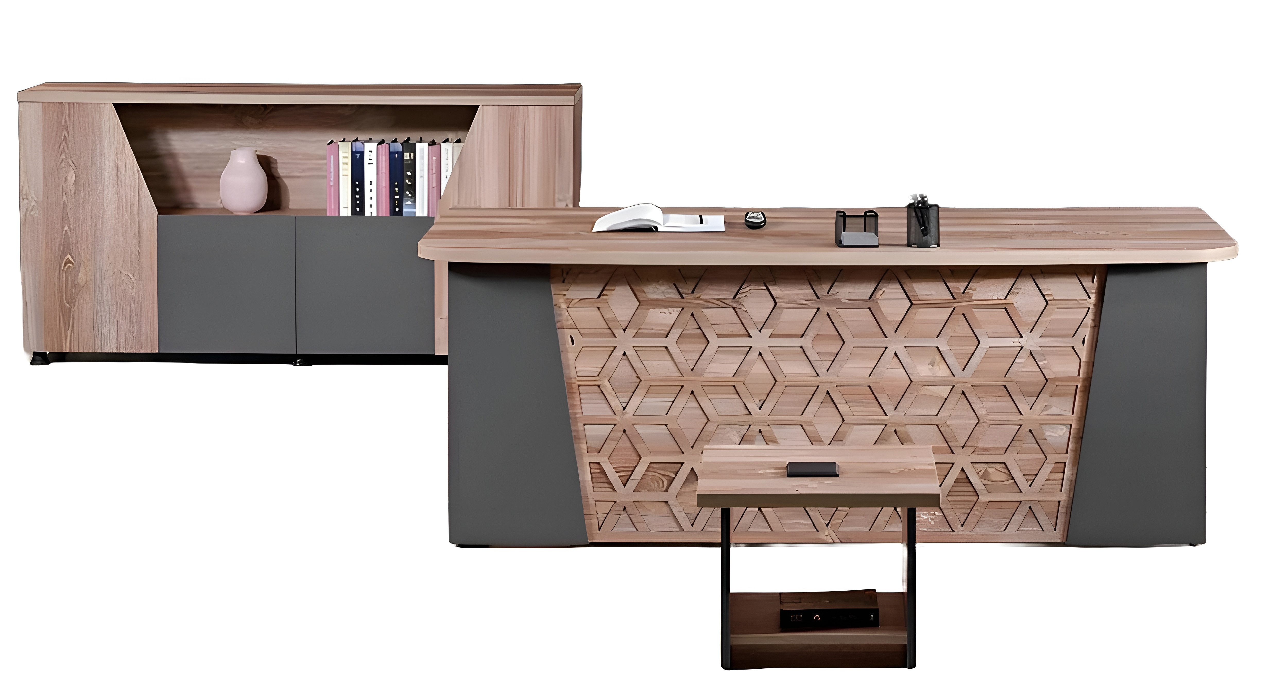 Büromöbel-Set Büromöbel Set in Holzoptik Braun mit Schreibtisch und Aktenschrank