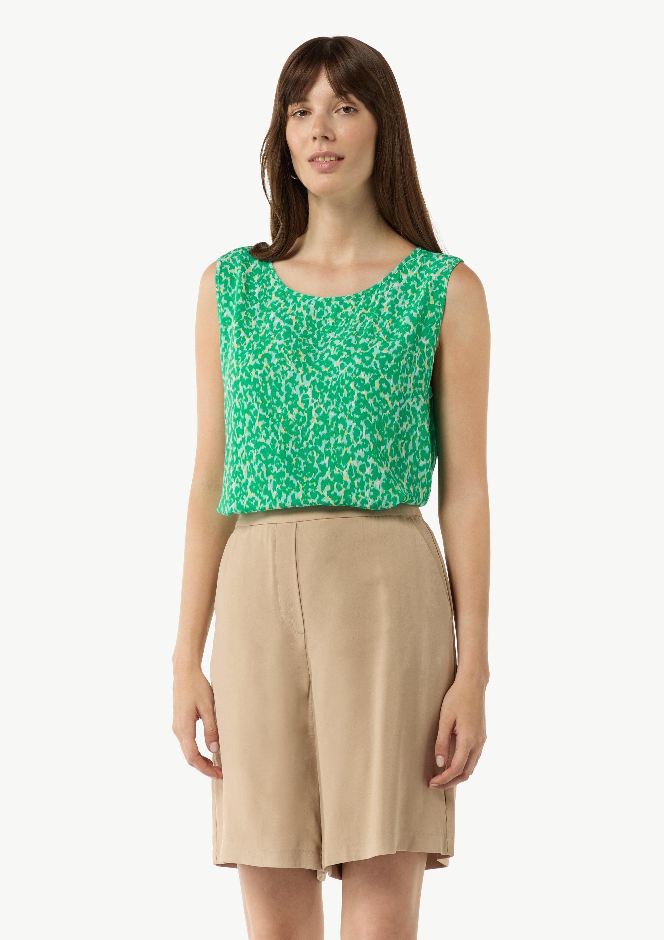 comma Blusentop Bluse Ärmellose Bluse mit All-over-Print