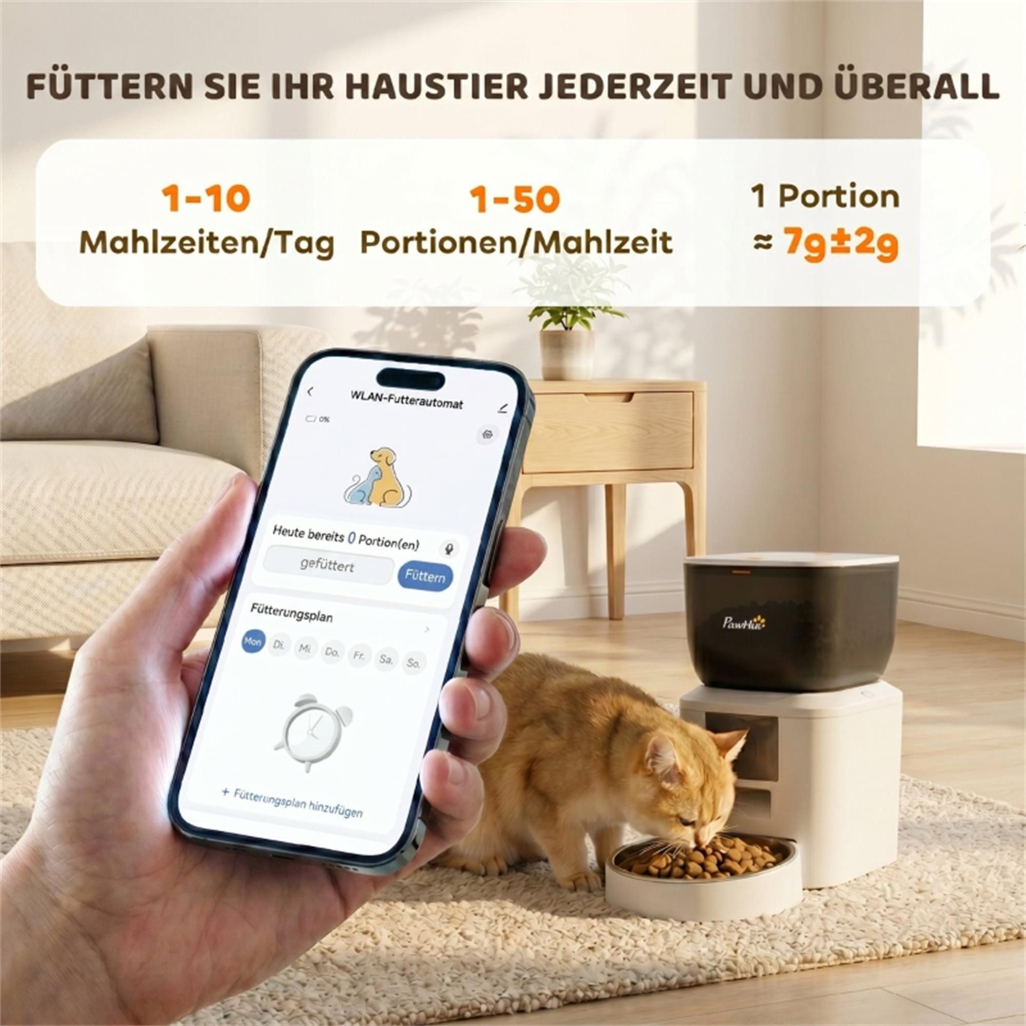 ibettertec Futterautomat Katze mit Kamera, 2,4 GHz WLAN, App-Steuerung, 4L Futterautomat für 1–10 Mahlzeiten, 2-Wege-Audio