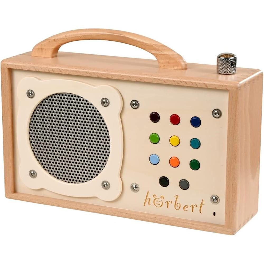 Hörbert Musikbox für Kinder Lautsprecher (Vorbespielt mit Deutschen Inhalten, Mit Mikrofon, Bluetooth)