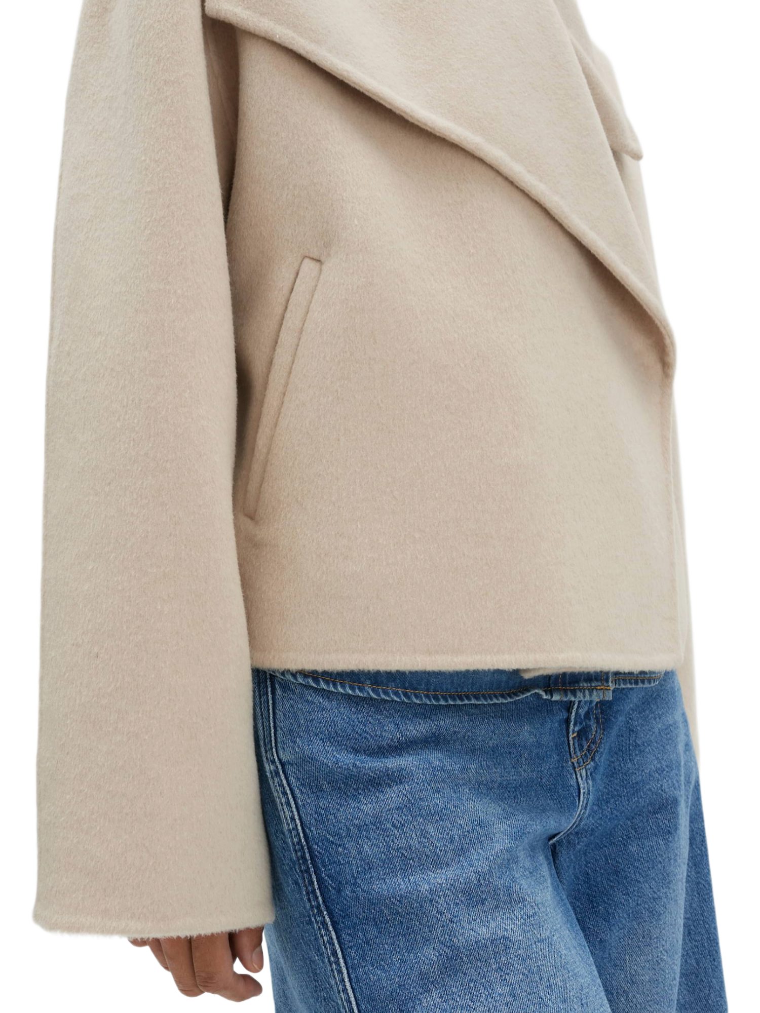 someday Jackenblazer natur,Casual,Wolle,Unifarben,Schalkragen,Lang,Weit – Bild 5 von 5