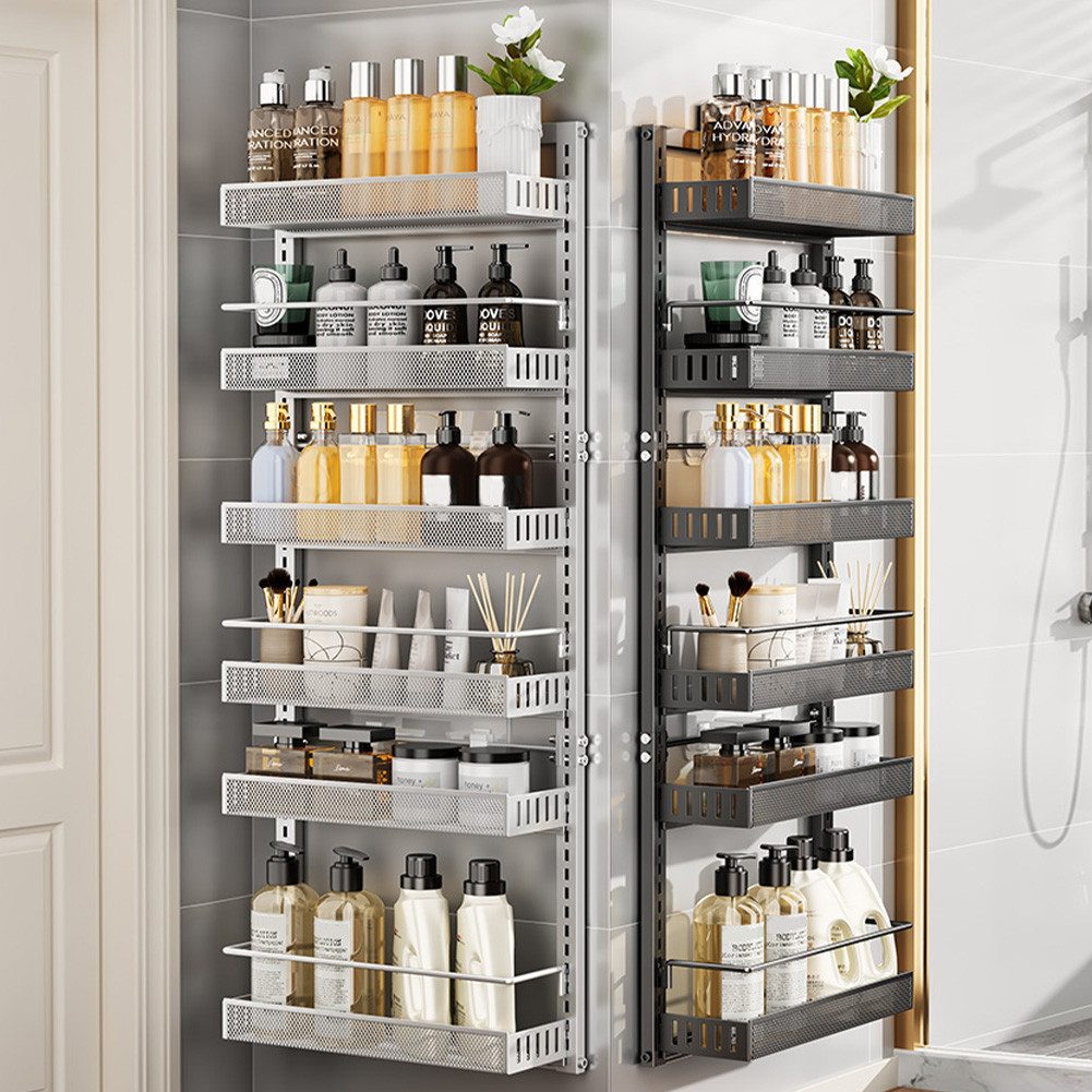 GarveeMore Küchenorganizer-Set 6-Layer Carbon Stahl Tür hängenden Korb Lagerung Regal Wandhalterung, 126x44x16cm Badezimmerzubehör Schlafzimmer Tür dahinterLücke Löcherfre