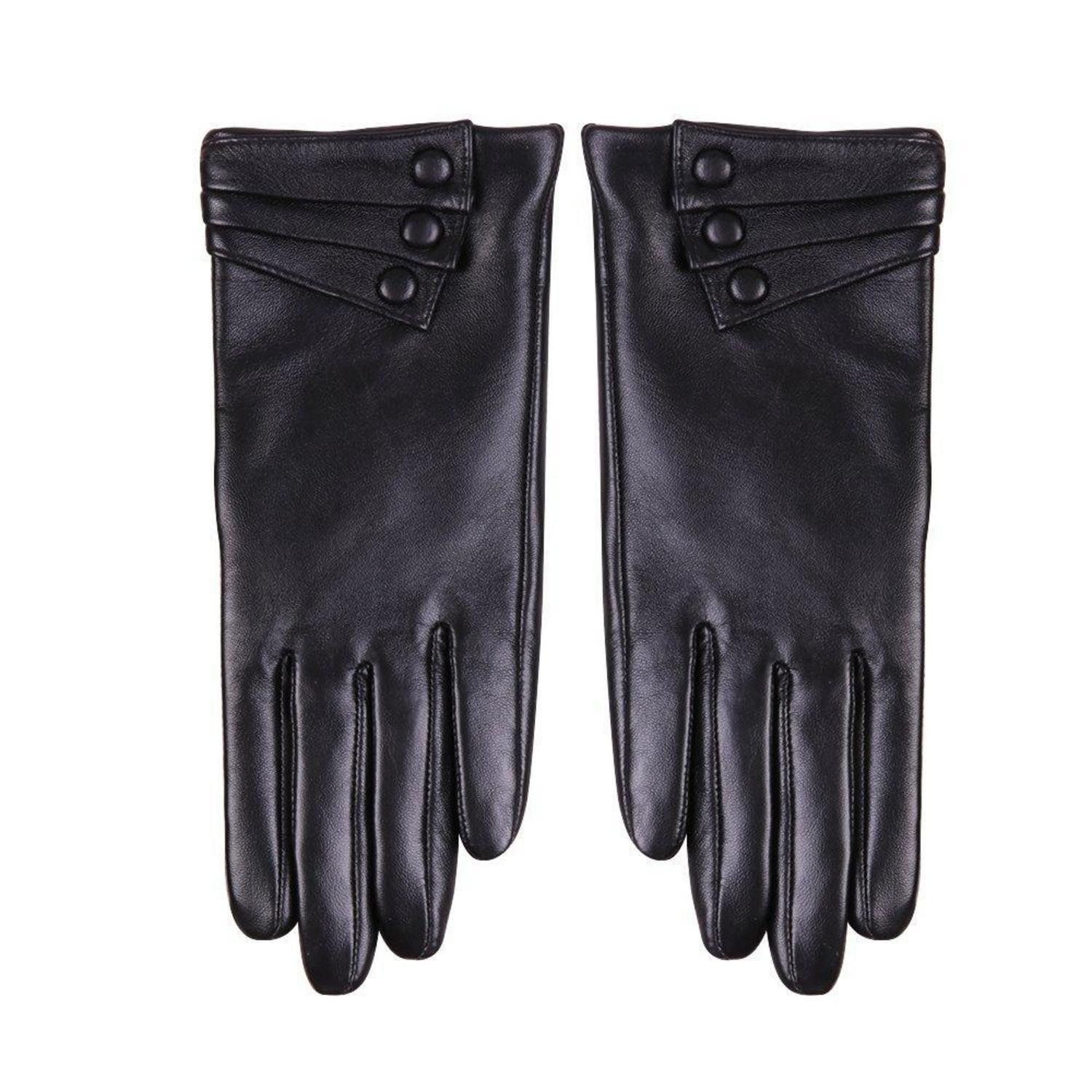 LuxusKollektion Lederhandschuhe Damen Lederhandschuhe Winter Schwarz XXL (1-St)