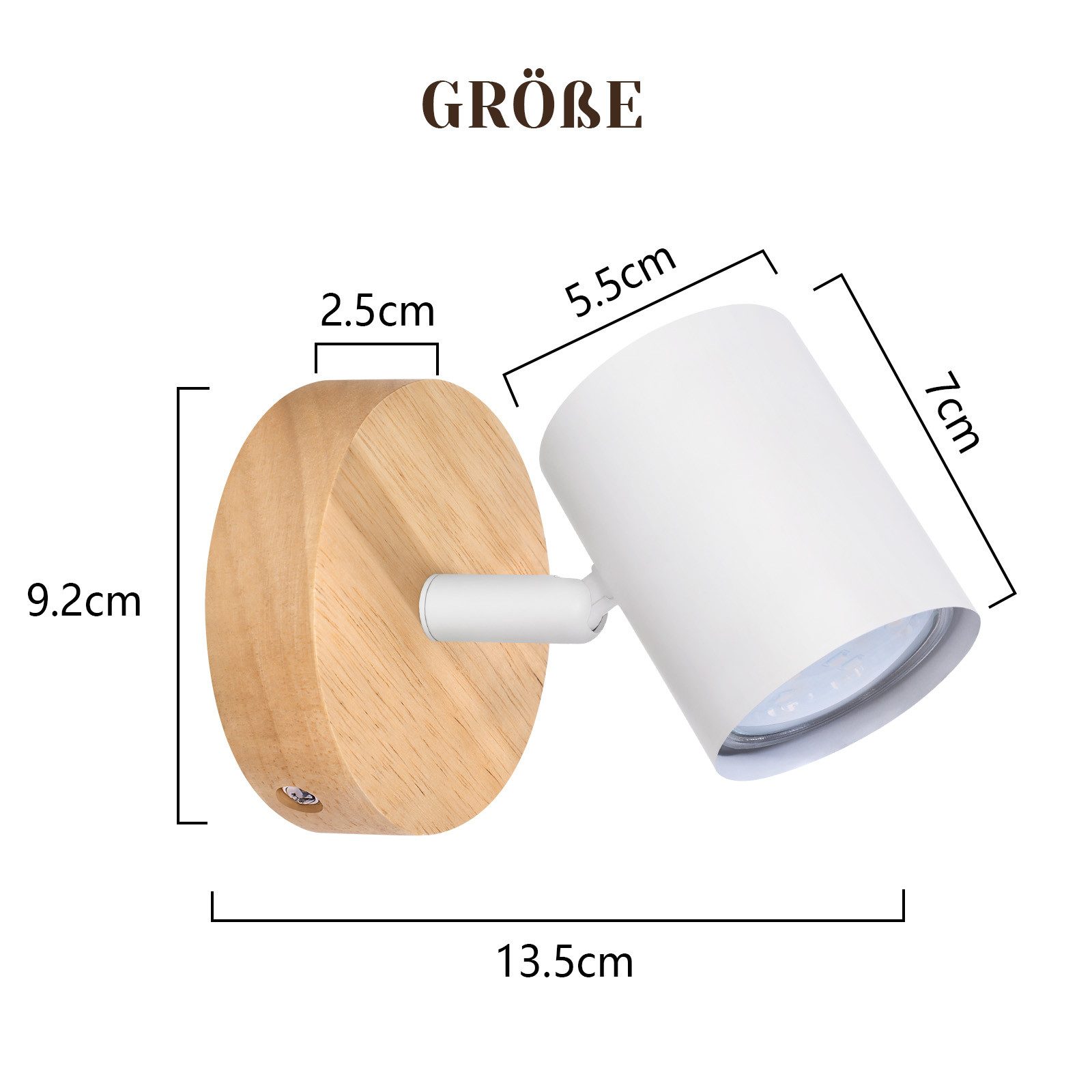 ZMH Deckenstrahler 1 Flammig GU10 Deckenlampe Holz - Deckenleuchte Schwenkbar 350° Flur, ohne Leuchtmittel, Flexibel einstellbare Deckenleuchte Schlafzimmer – Bild 4 von 5