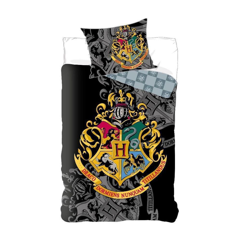Bettwäsche Harry Potter Постільна білизна schwarz mit Wappen 140x200 cm, 100% Baumwolle, Harry Potter, 2 teilig