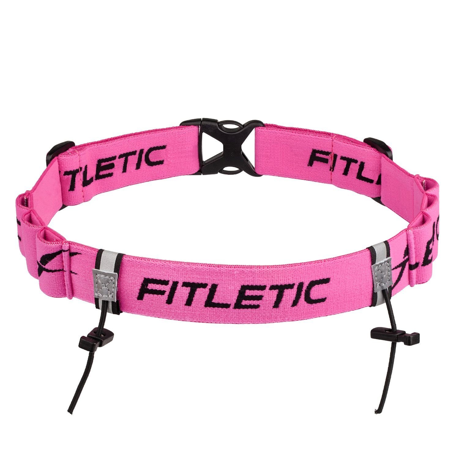 Fitletic Laufgürtel Laufgürtel "Race 2" für Gelschlaufen, mit Startnummer-Halterung Premium Laufausrüstung Pink | Gürteltaschen