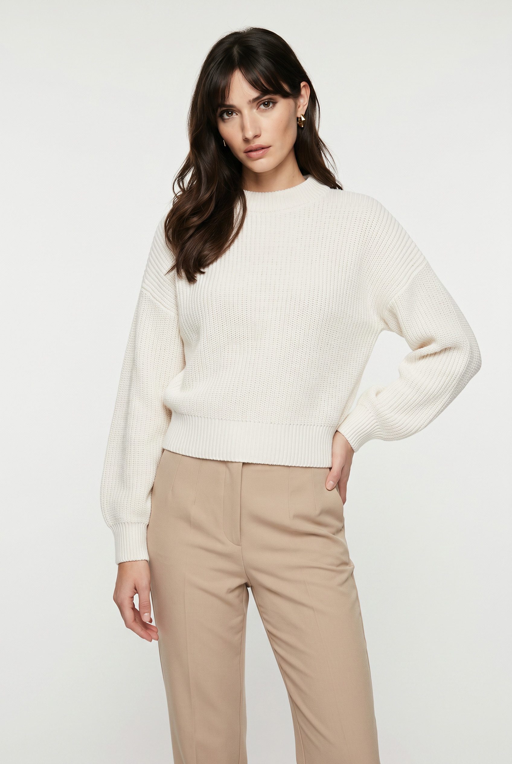 HUGO Strickpullover Slogerya mit Stehkragen, Relaxed Fit