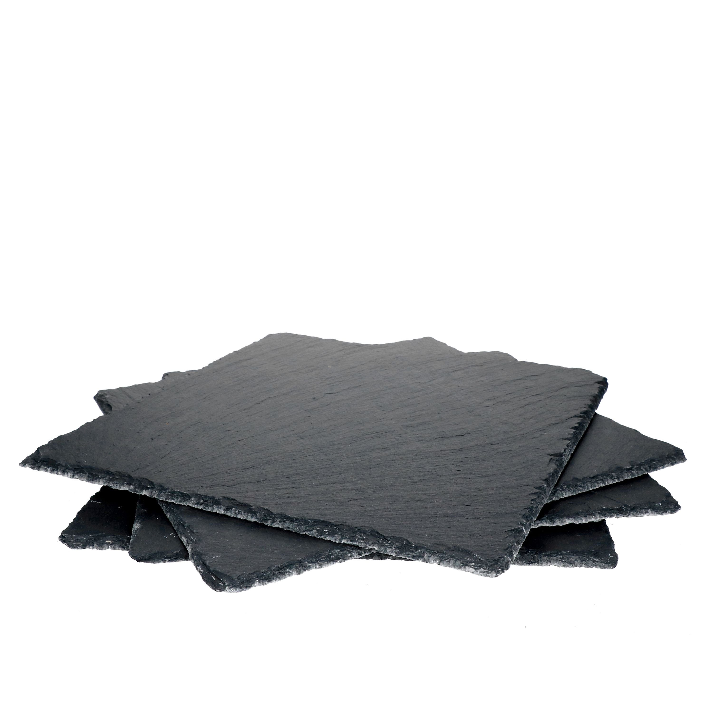 MamboCat Servierplatte 4x Schieferplatten 30x30cm Untersetzer Deko-Teller Servier-Platte, Schiefer
