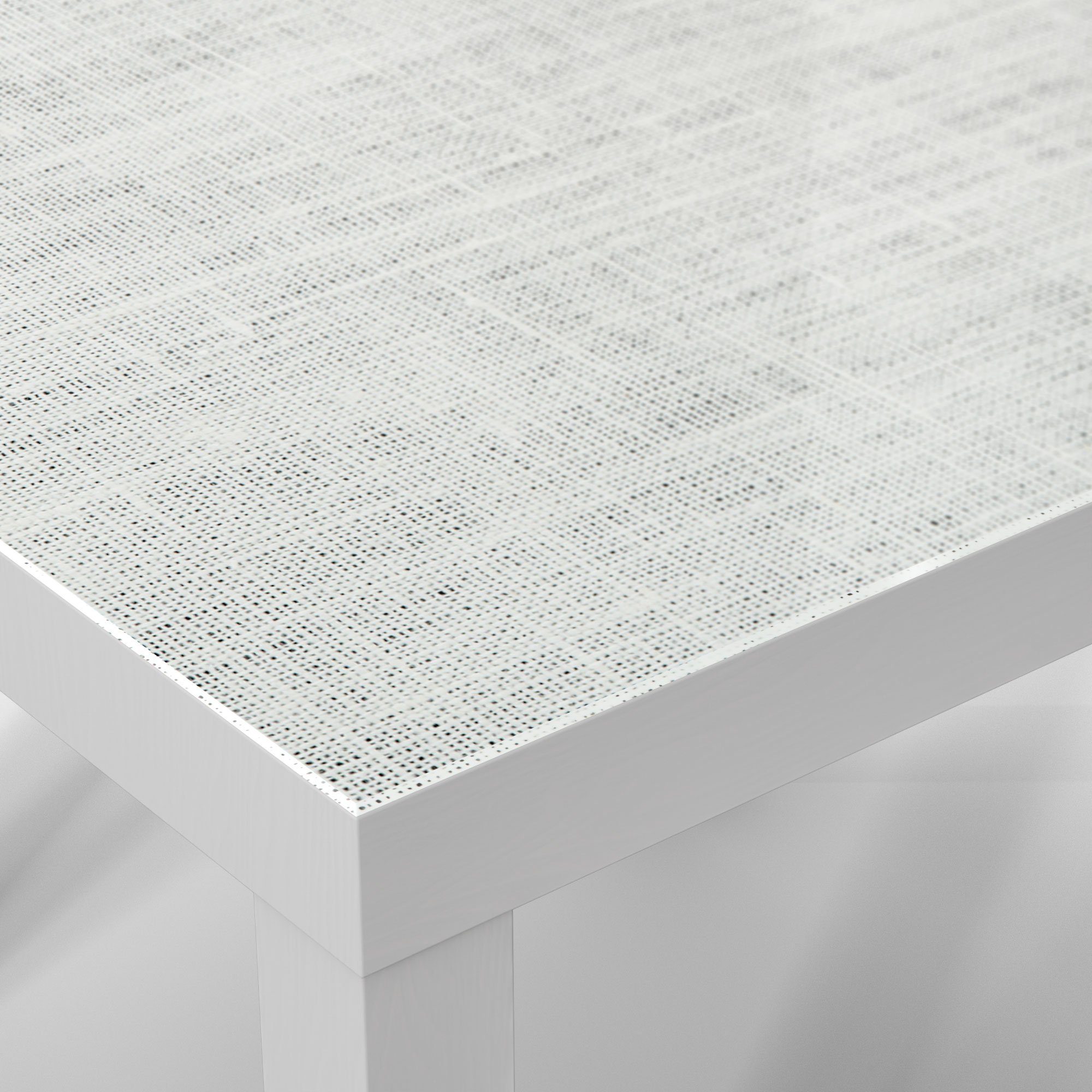 DEQORI Couchtisch 'Gewebte modern Glastisch Beistelltisch Weiß Glas Leinenfaser'