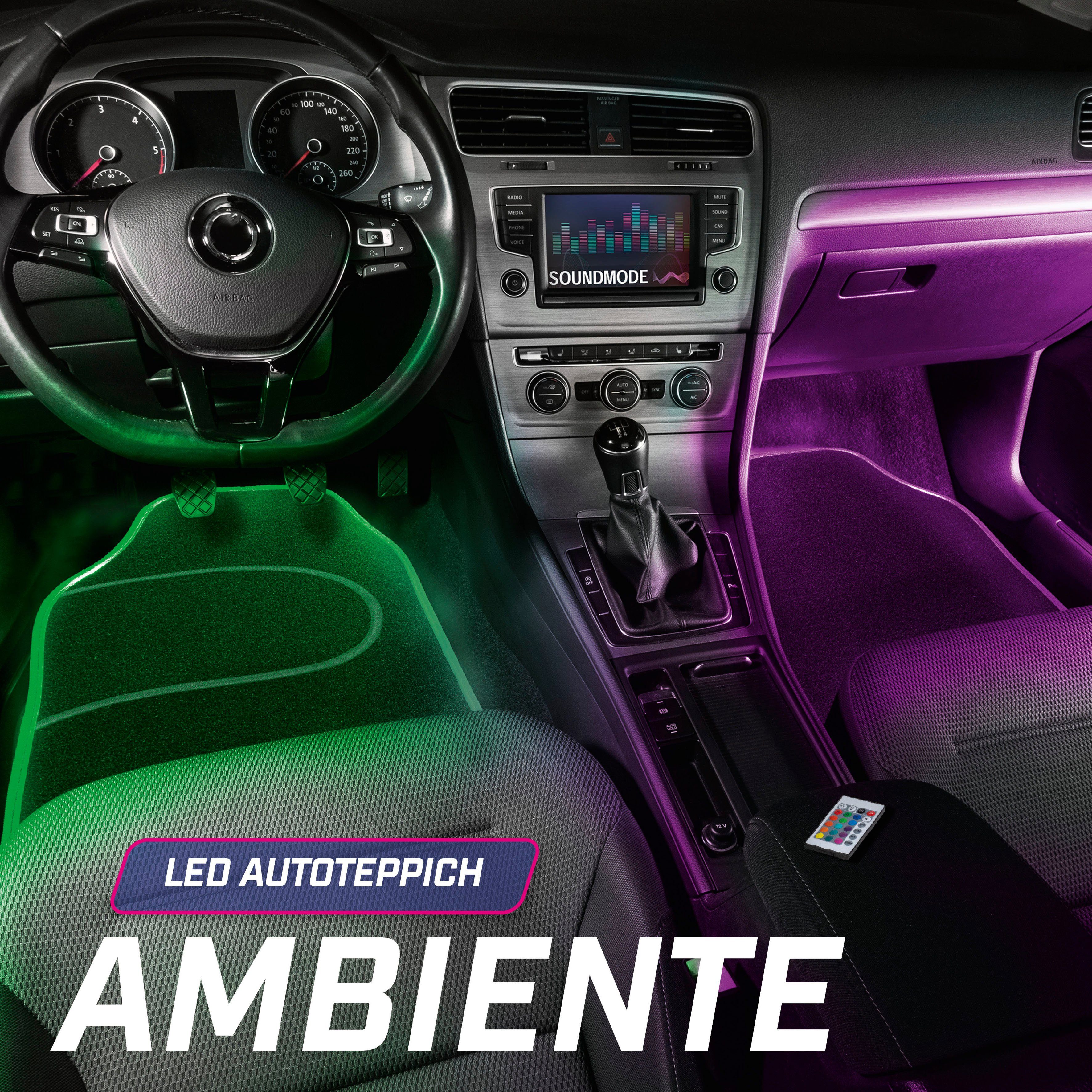 CarComfort Auto-Fußmatten Autoteppich Ambiente mit (2 LED St), verschiedener Farbauswahl