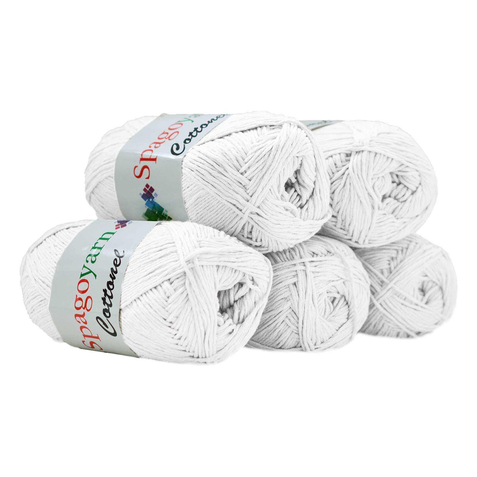 spagoyarn 500g Strickgarn Cottonel Uni Häkelwolle, 200 m, weiß