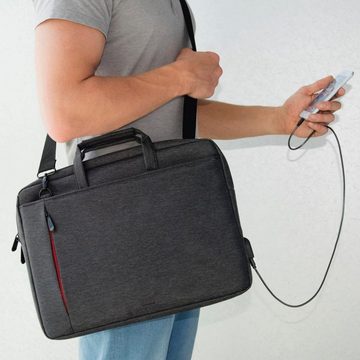 Hama Laptoptasche Notebook Tasche bis 44cm (17,3), Farbe Schwarz, modisches Design, Mit Tabletfach, Vordertaschen, Organizerstruktur, Trolleyband,USB-Port
