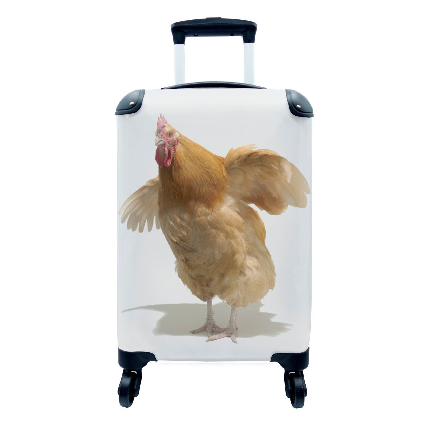 MuchoWow Handgepäckkoffer Huhn schlägt mit den Flügeln, 4 Rollen, Reisetasche mit rollen, Handgepäck für Ferien, Trolley, Reisekoffer