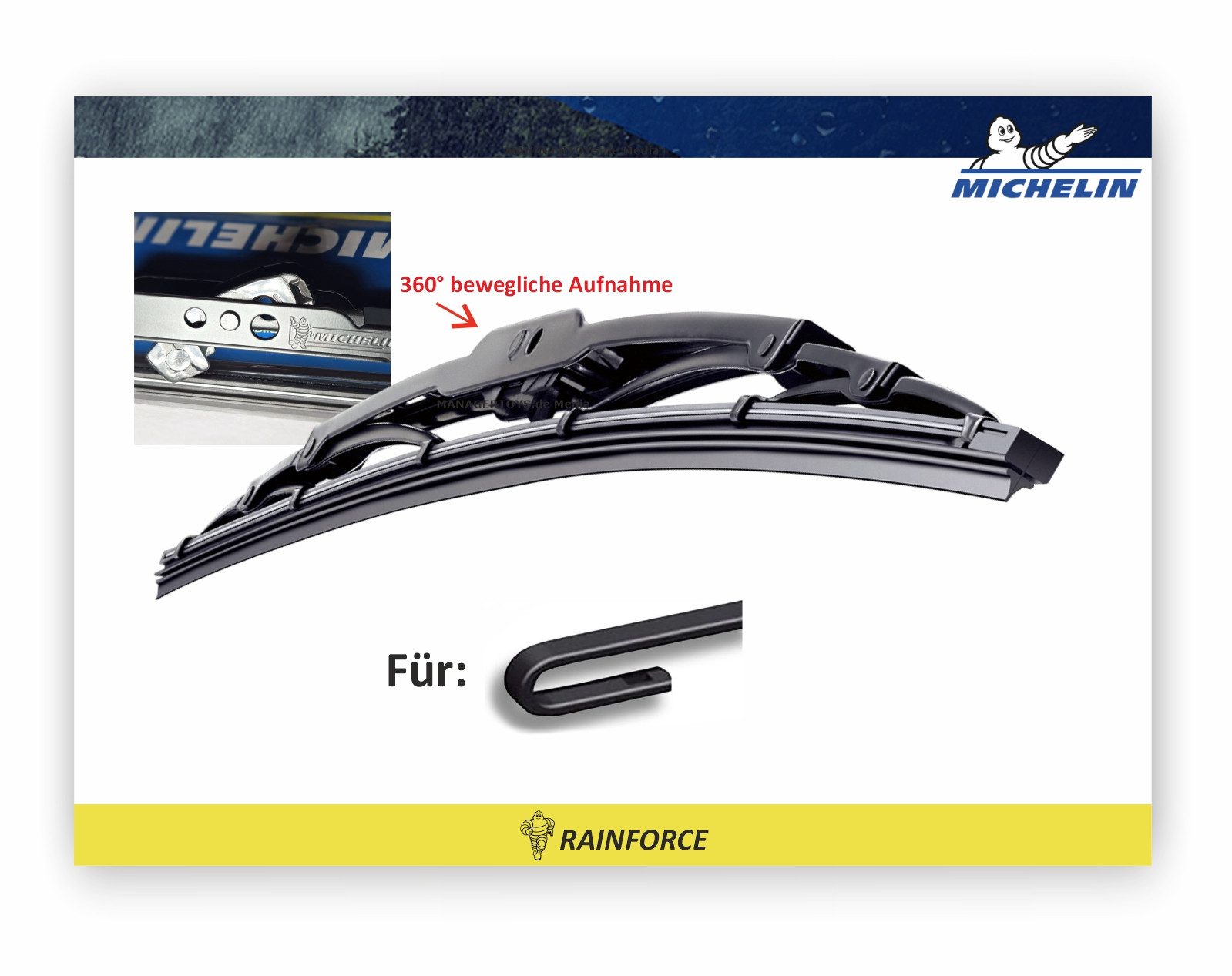 Michelin Scheibenwischblätter RAINFORCE Wischerblatt einzeln nach Länge J-Haken-Wischer Wischblatt