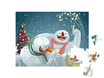 puzzleYOU Puzzle Schneemänner feiern Weihnachten, 48 Puzzleteile, puzzleYOU-Kollektionen Weihnachten
