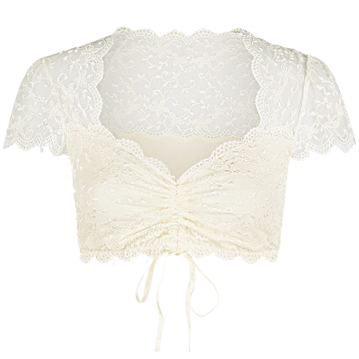 Nina Von C. Dirndlbluse Spitzen Bluse 'Valeska' Kurzarm 48462971, Champag günstig online kaufen