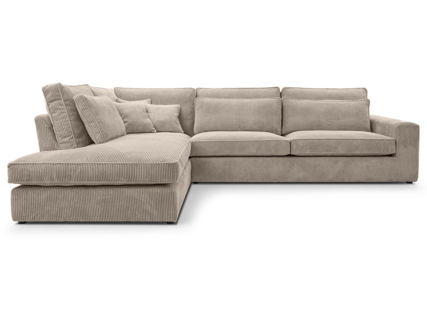 Beautysofa Ecksofa mit dekorativen Kissen PARMA, im modernes Design, klassische Polsterecke inklusive Wellenfedern, Ottomane links oder rechts wählbar
