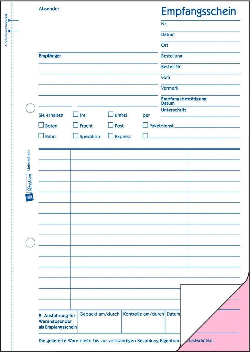 Formularblock Formularbuch Lieferschein A5 VE=2x50 Blatt.