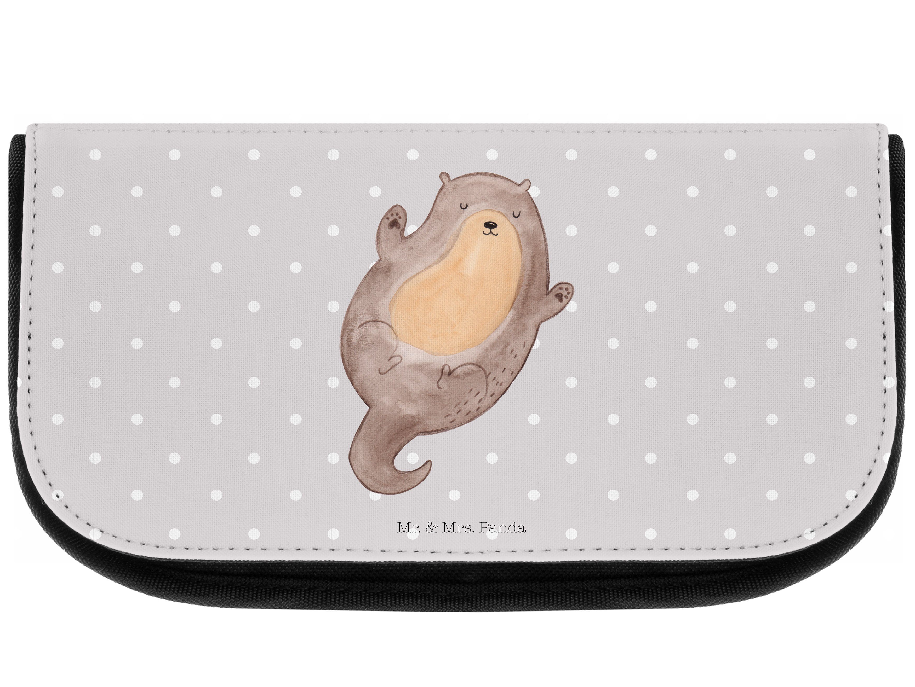 Otter Kosmetiktasche Panda Pastell (1-tlg) - Mrs. Otter Grau Geschenk, & Seeotter Umarmen Fischotter, Mr. -