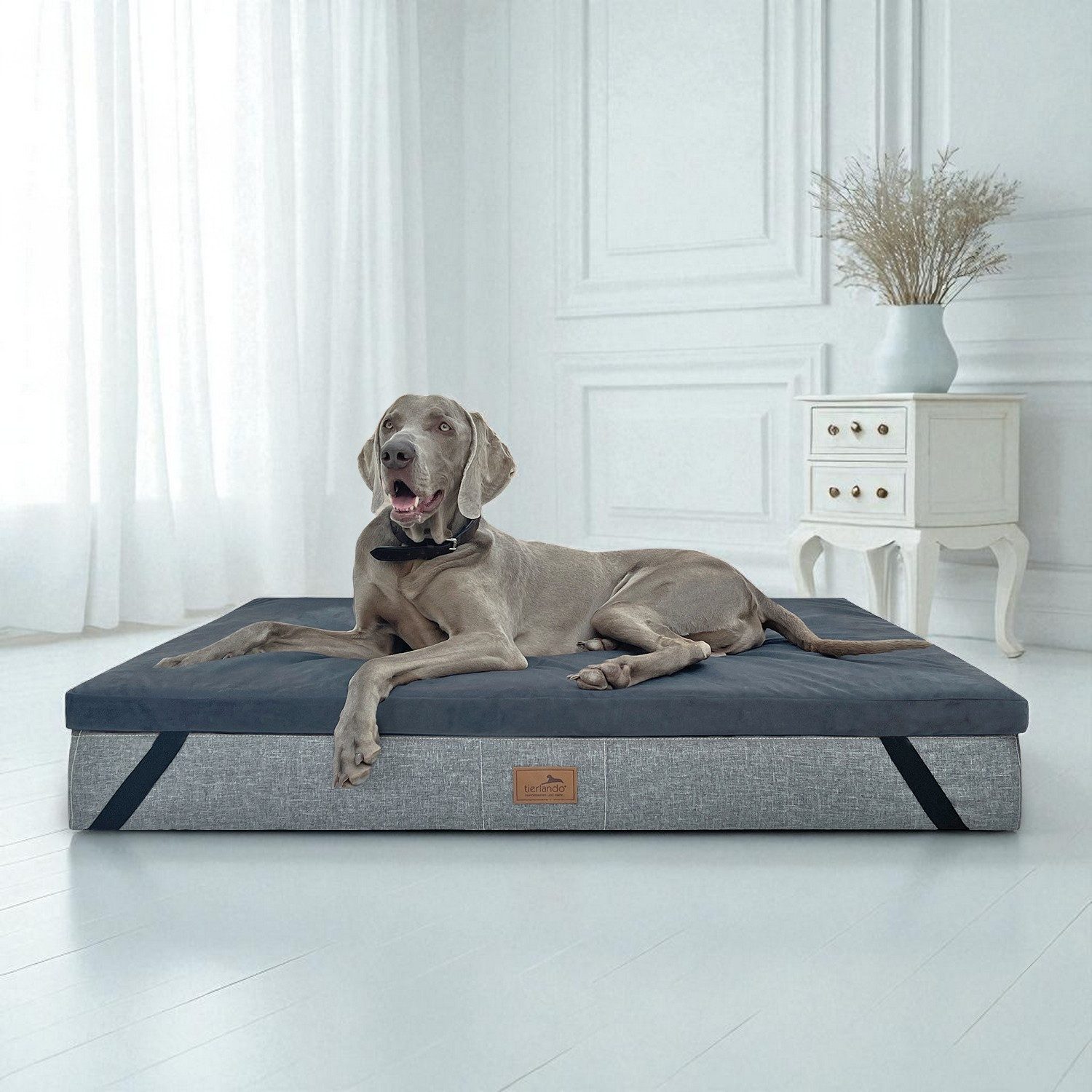tierlando® Tierbett Ortho-Topper High-Tech-Velours, Orthopädische Hundematratzenauflage w