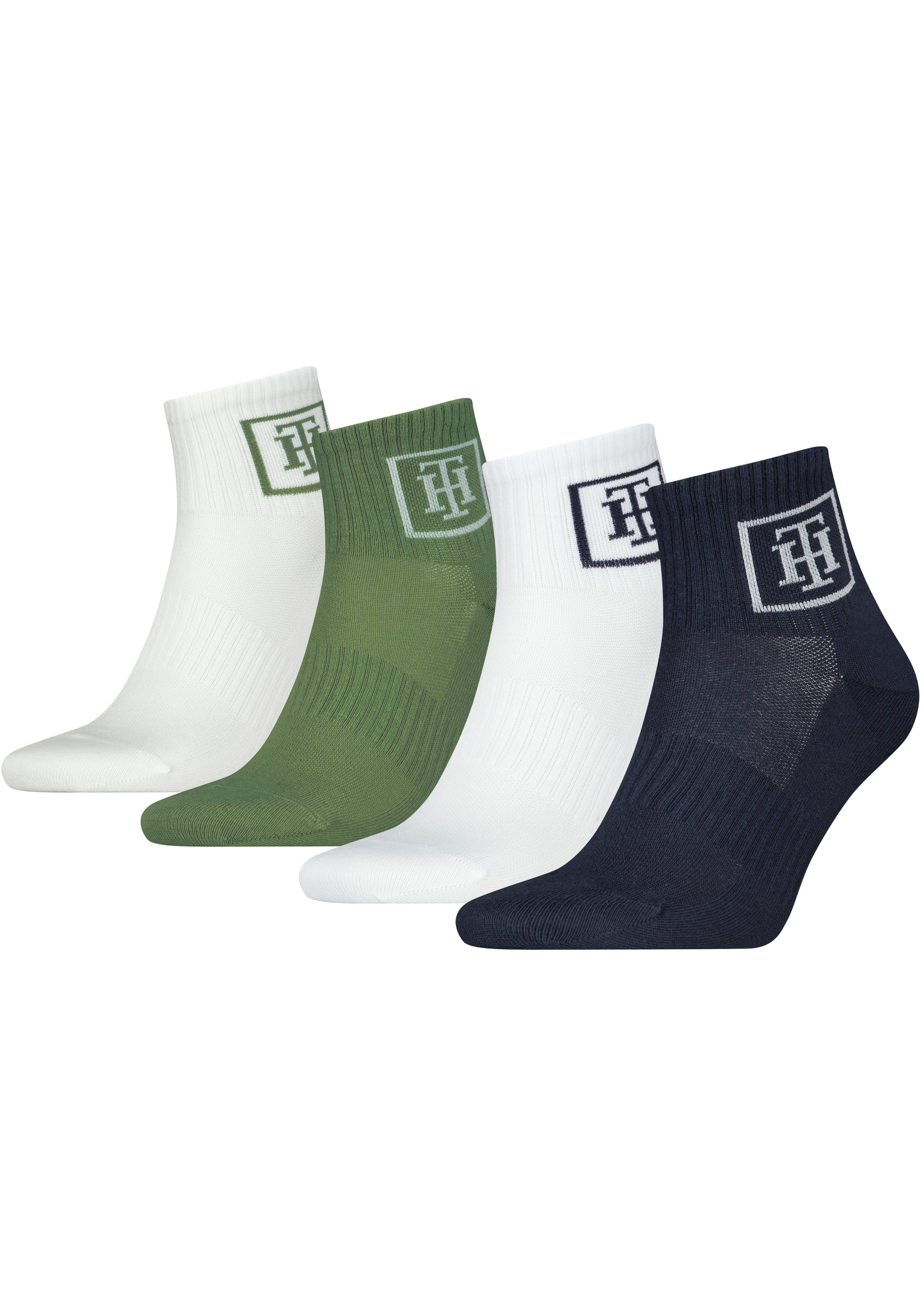 Tommy Hilfiger Kurzsocken Mesh-Front Atmungsaktivität navy-green Quarter-Socks für mit